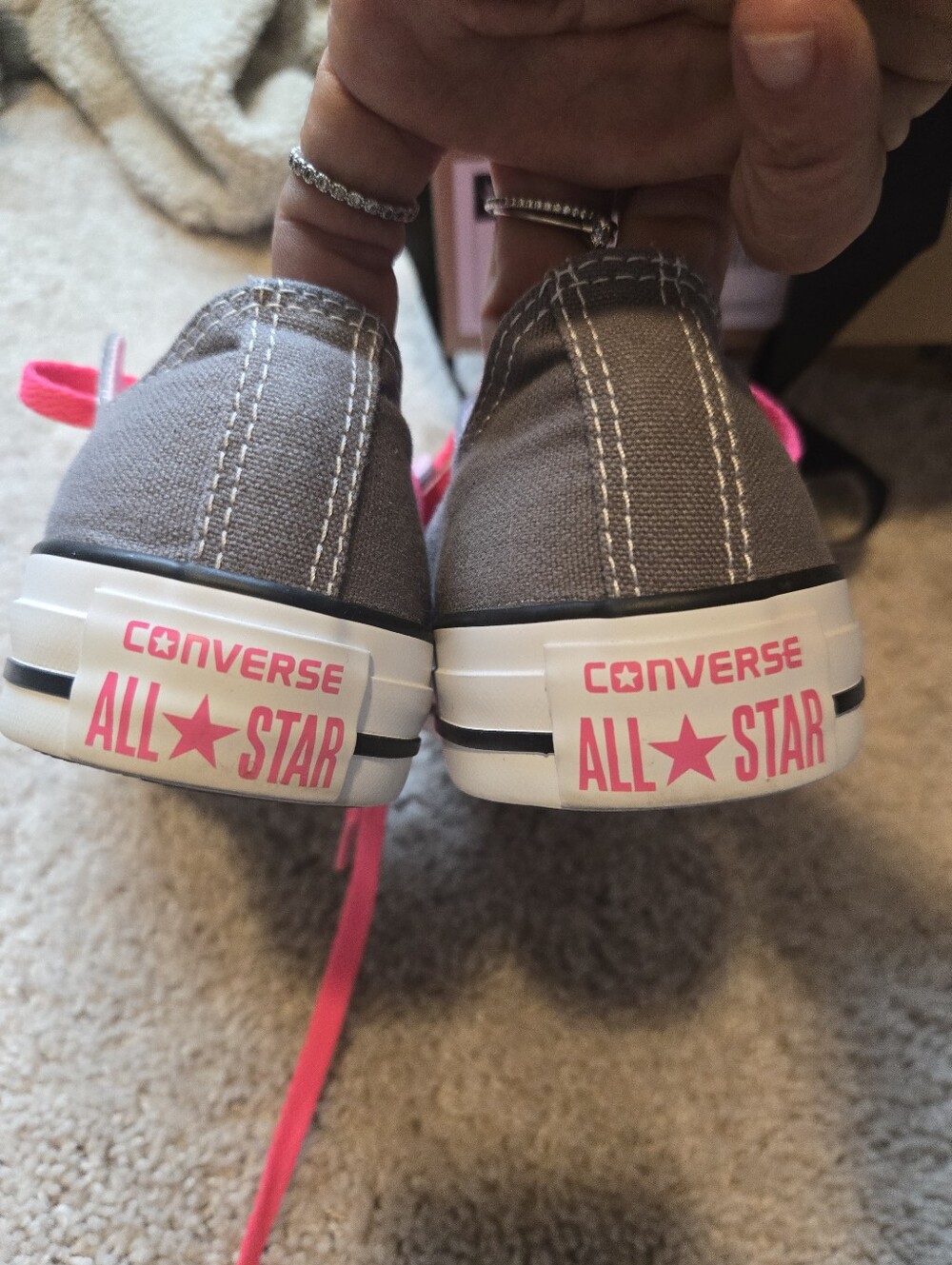 Converse  Low Top Sneakers - Gray with Hot Pink Details. Size 8 - Picture 4 of 7